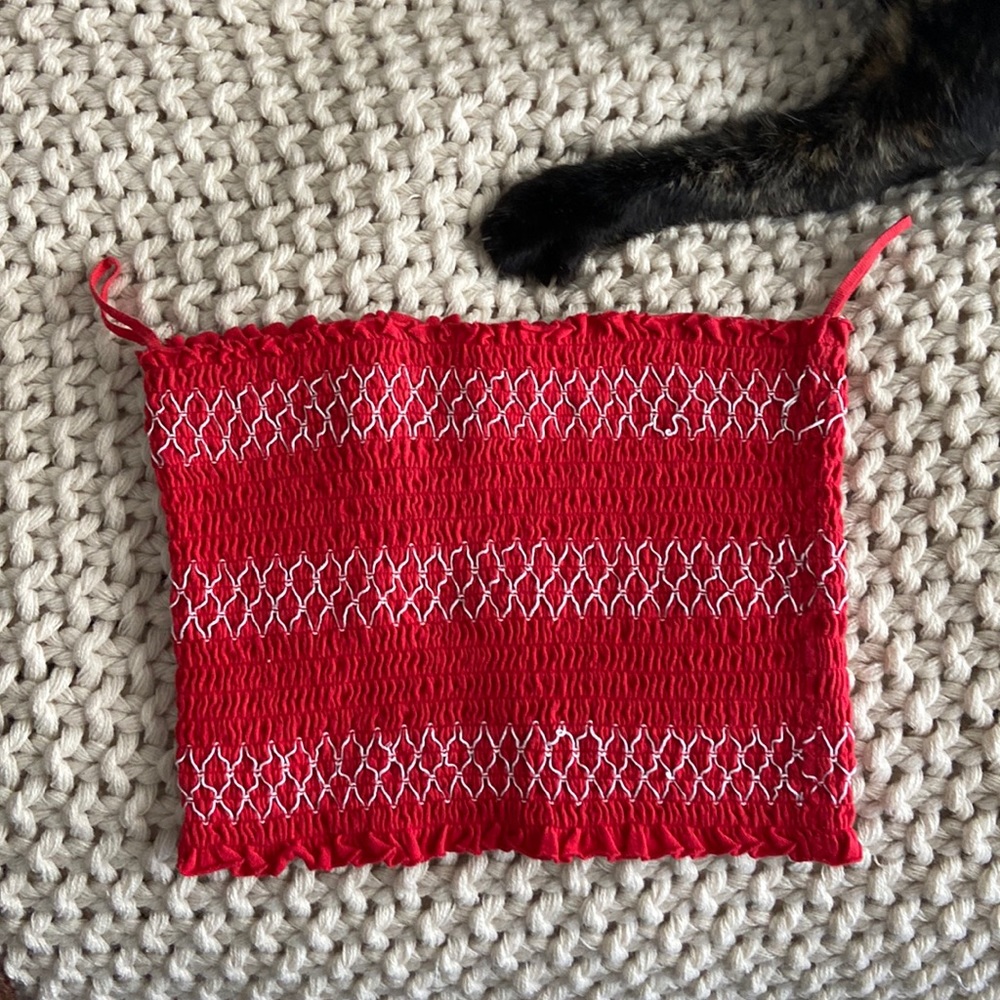 Red and white tube top